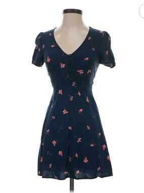 Petite Principle Size XXS Casual Summer Mini dress in navy floral print